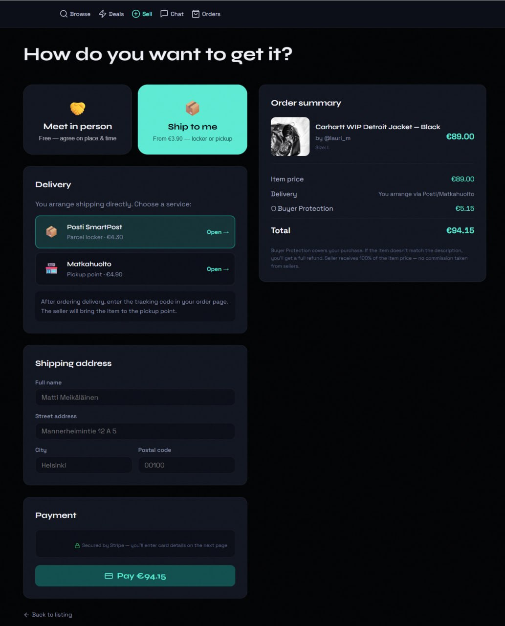 Checkout with Posti SmartPost and Matkahuolto delivery